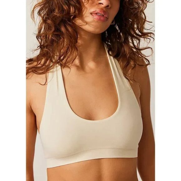 Free People Essential U-Neck Halter Bra / Conch NWT - (L/XL) - Picture 1 of 5
